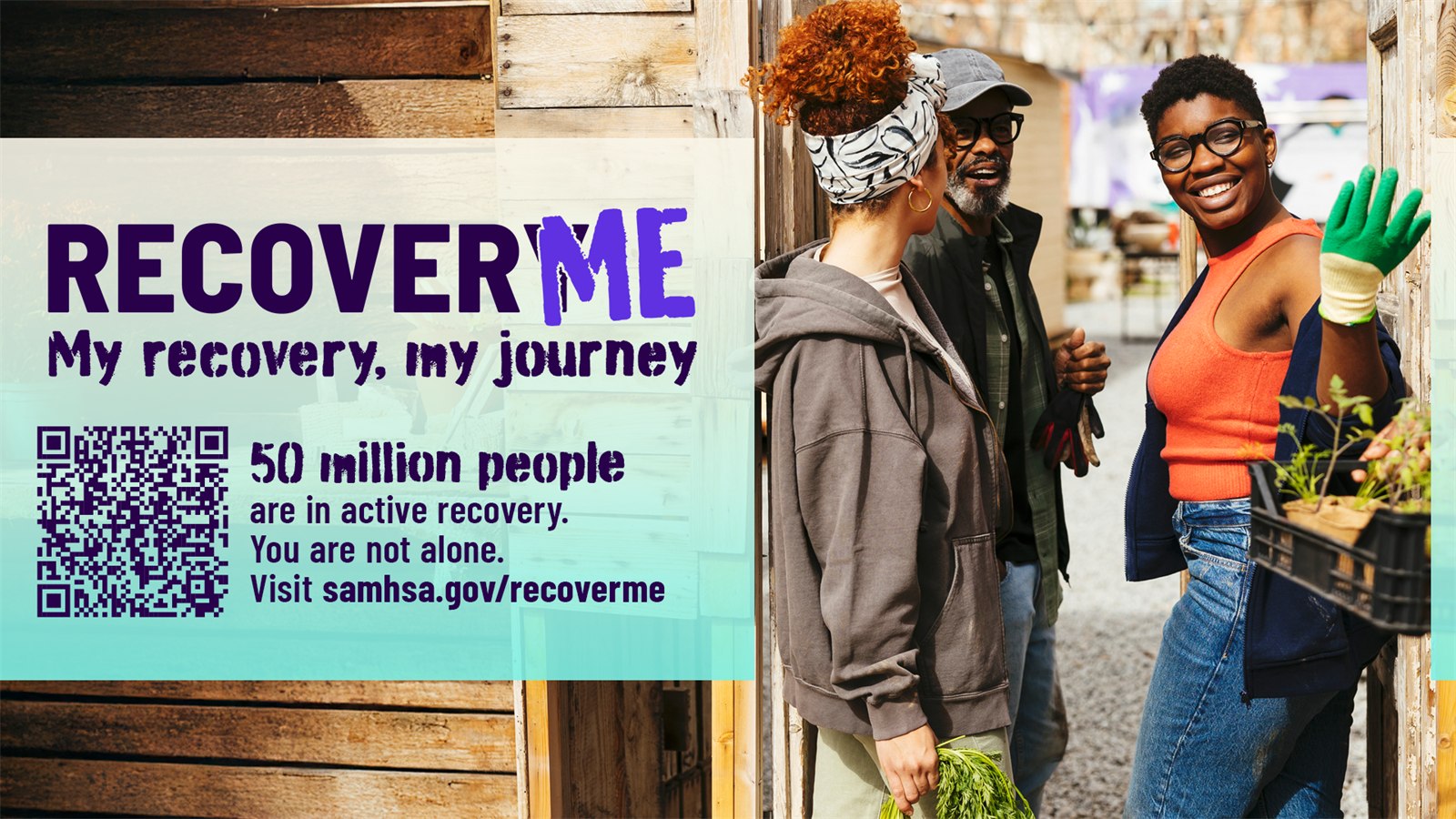 RecoverMe campaign showing young people volunteering at a community garden